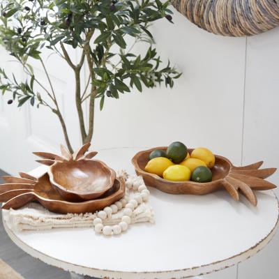 China Brown Natural Decorative Bowl in Traditional Teak Wood for sale