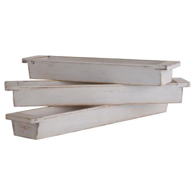 China Traditional Gray Barn Collection white wash wood trays with handles for sale