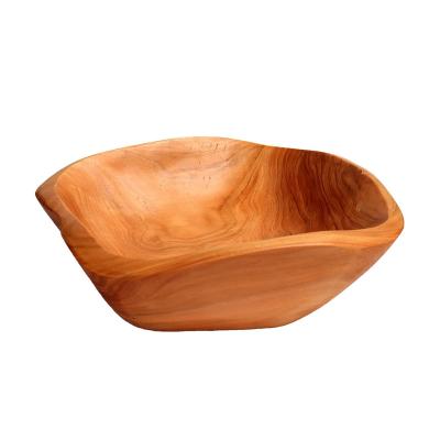 China Traditional Wooden Salad Bowl Creative Handmade Root Carved Wooden Fruit Bowls for sale