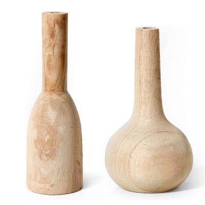 China Traditional Paulownia Small & Tall Handmade Wood Vase Set Wooden Bottle Vase for Home Decor Parties Wedding Centerpiece for sale