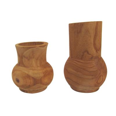 China Traditional Custom Wooden Vase Creative Wooden Flower Vases Large Small For Table Home Decor for sale