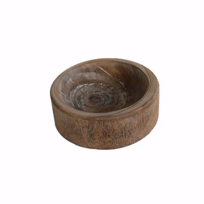 China Traditional Creative Desktop Small Round Plant Pot Solid Wood Container for sale