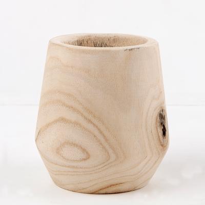 China Round Pastoral Decorative Wood Indoor Planters Plant Pots Table Pots, Decor Home and Hotel Room and Garden Natural Wood for sale