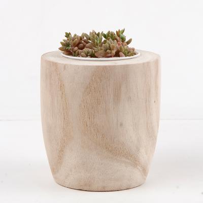 China Round Pastoral Decorative Wood Indoor Planters Plant Pots Table Pots, Decor Home and Hotel Room and Garden Natural Wood for sale