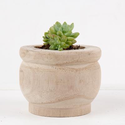 China Round Pastoral Decorative Wood Indoor Planters Plant Pots Table Pots, Decor Home and Hotel Room and Garden Natural Wood for sale