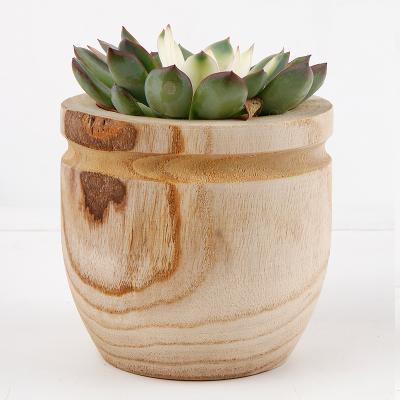 China Round Pastoral Decorative Wood Indoor Planters Plant Pots Table Pots, Decor Home and Hotel Room and Garden Natural Wood for sale