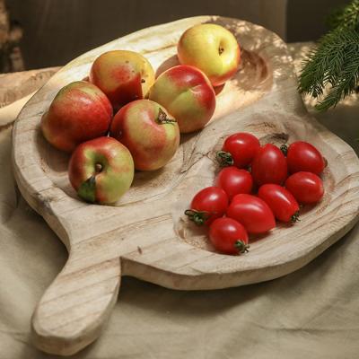 China Paulownia Simple Wood Dish Retro Style Fruit Dish Decoration Traditional Wooden Dining Living Room Snack Solid Wood Dish for sale