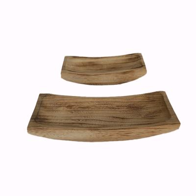 China Traditional Long Paulownia Wood Tray Set of 2 Amazon Plant Tray Oval Wood Wooden Pot Container for sale