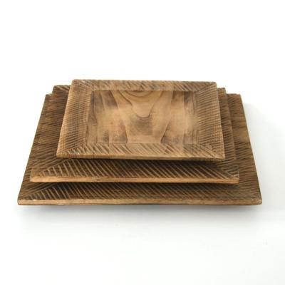 China Traditional Rustic Wooden Coffee Table Wooden Tray Candle Serving Tray for sale