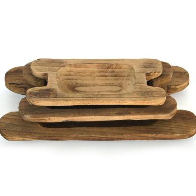 China Traditional antique style wooden planter for garden use wooden tary for home use wooden dish for decor for sale