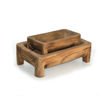 China Traditional Wood Tray Solid Wood Wooden Bowl Hotel Home Office Decor for sale