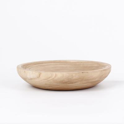 China Traditional Paulownia wood dish Handcrafted wooden bowl for home decor, parties, wedding centerpiece, for sale