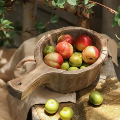 China A traditional solid wood mouth fruit handshake tray retro home living room style deep table decoration solid wood tray for sale