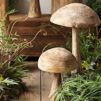 China Mushroom Traditional Wood Decor Patio Style Solid Wood Yard Decor Retro Landing for sale