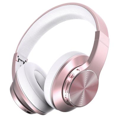 China Hybrid Headband Active Noise Canceling Headphones Pink, Over Ear Bass Wireless Bluetooth Headphone Deep Pink for sale