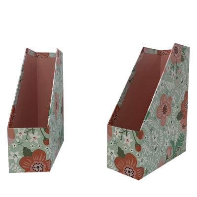 China Custom Paper Cardboard Pattern Office Stationery Flower Document File Desk Holder for sale