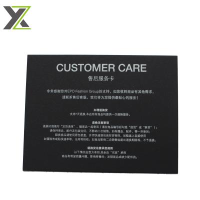 China Online Customer Care Customer Care Security Service Card Black Fancy Paper Card for sale