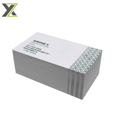 China Custom Business Card Green Foil Stamping Debossed Business Paper Card Printing for sale