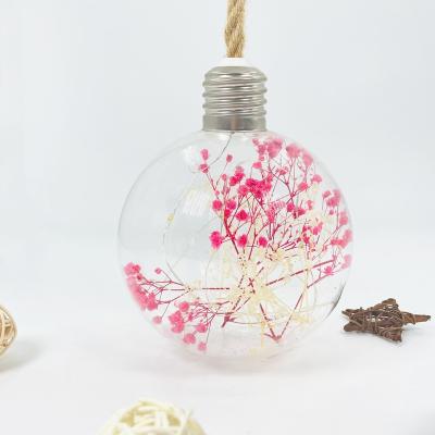 China Modern Art Design Glass Crafts With Dried Plants Hanging Type Lamp Bulb Glass Jar for sale