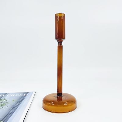 China Home Decoration Handmade Glass Candle Holder For Euro Market Pillar Candle Holder for sale