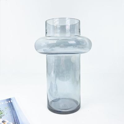 China Art Deco Cylinder Shaped Glass Vase Cylinder Hand Made Glass Vase for Home Decoration for sale