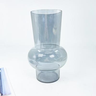 China Art Deco Ion Plating Glass Vase Handmade Gray Color Glass Vase for sale