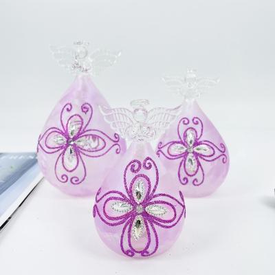 China Home Decration OEM Christmas Crafts Handmade Glass Angels For Christmas Decoration for sale