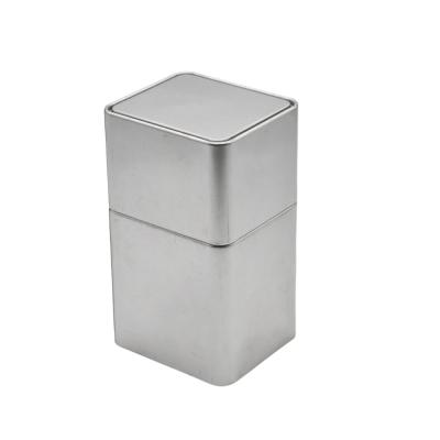 China Silver Square Package Shape Tea Food Grade Gift Storage Tin Metal Box for sale