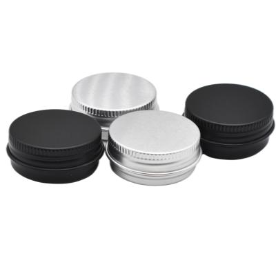 China Eco-friendly Round 15ml Black Silver Aluminum Cosmetic Screw Lid Tins Container Jars Metal Storage Tin for sale