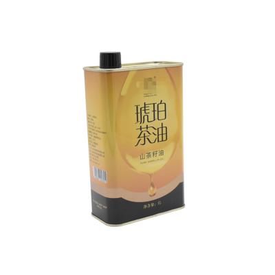 China New Design Food Gold 1L Motor Oil Wholesale Camellia Oil Metal Tin Box Rectangular Lubricating Oil for sale