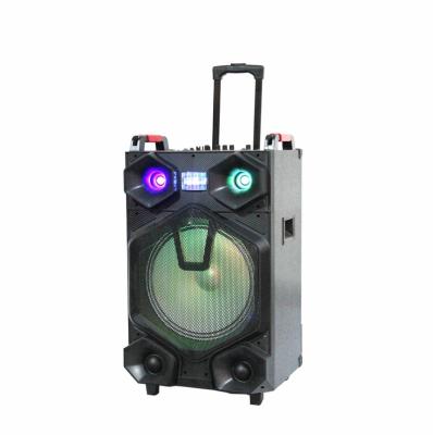 China Factory price big hig power bass wooden DJ Boombox speaker rechargeable cart speaker for sale