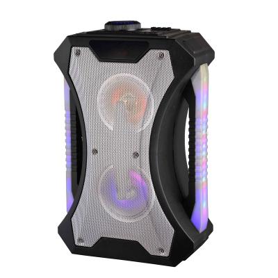 China USB/TF card/FM/Bluetooth/remote/AUX. in mic in 5.25inch BT rechargeable portable outdoor dual speaker system sound box with led light,square dance dj speaker for sale