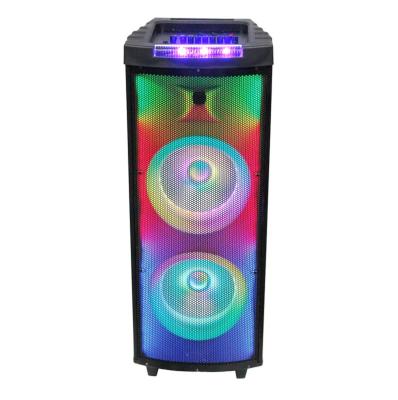 China Single Flame Light / Loudest Bass Box Party Karaoke Box Live Outdoor Super Rechargeable Speaker Remote Loud Speakers Flame Light And Wireless Mic for sale