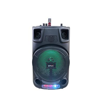 China New Fashion 8inch BT Portable USB Rechargeable Battery Party Speaker with LED Lights for sale