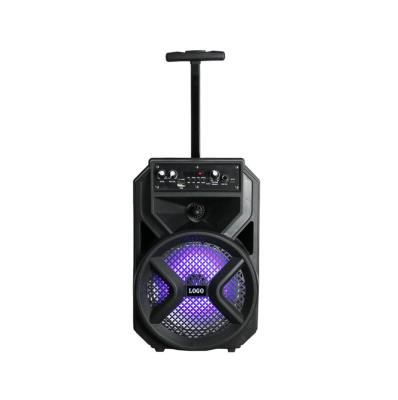 China TROLLEY /WIRED MIC New hotsale 8inch BT rechargeable battery party portable speaker to USB/TF/FM/BT/TWS/REMOTE/with LED lights for sale