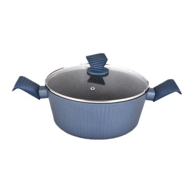 China Sustainable aluminum forged casserole with granite non stick coating and luxury soft touch handles for sale