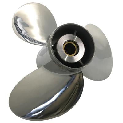 China Stainless Steel Thruster Jet Boat 60-140HP 13 1/4 X17 Mathed For TOHATSU&NISSAN STAINLESS STEEL OUTBOARD THRUSTER Marine Propeller for sale