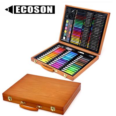 China 2022 New Kids Gift Carrying Case 36 Wooden Watercolors 24 Premium Colored Pencils 24 Oil Pastels 24 Art Color Pencils 150 Pcs Kids Art Set for sale