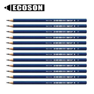 China Pensil 2b 2B Hex Pencil Custom Logo Graphite Stamped Engraved Gold Foil Blue Sketching Pencils Set 2B Hex Wood Pencil for sale