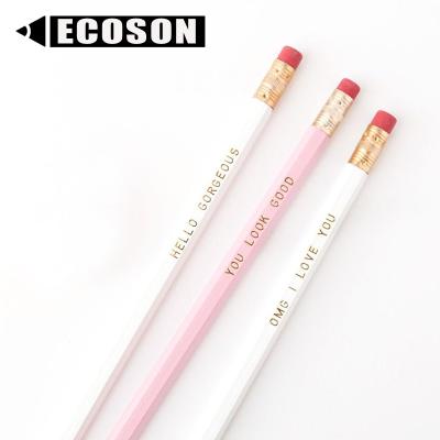 China FSC Pencil FREE SAMPLES Wood White Pink White FSC Pencil Custom Rubber Tip Presharpened Personalized Pencil for sale