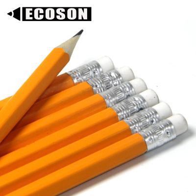 China Bulk HB Pencils Promotional Cheap Sharpened Bulk Eraser Top HB Pencil Company Wooden Yellow Pencil Logo Hexagon #2 FREE SAMPLES for sale