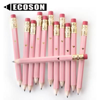 China Office & School Pencil Promotional Roses Personalized Small Colorful Crayons Wooden Cute Hexagon Pink Pencil Kawaii Gold Foil Pencil for sale