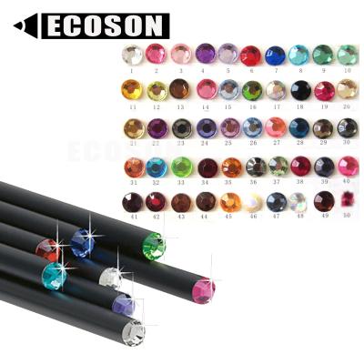 China Custom Europe Black Logo Printed Pre Sharpened All Wood Pencil With Black Multi Color Crystal Acrylic Diamond Crystal Pencil HB Pencil for sale