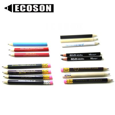 China Best For Score Keeping Mini Sharpened High Quality Round #2 Custom Pocket Mixed Logo Print Half Golf Pencils Short Graphite Golf Pencils for sale