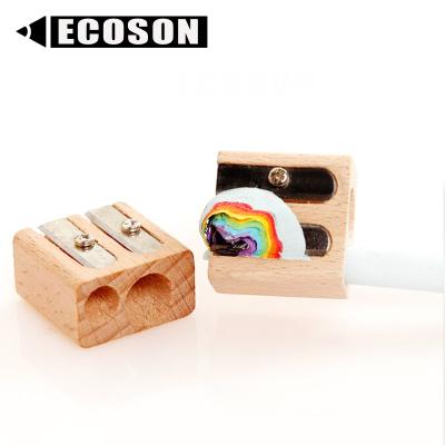 China Manufacturer Good Quality School Students Double Holes Pencil Sharpener FREE SAMPLES Wood Pencil Sharpener Jumbo Custom Wholesale for sale