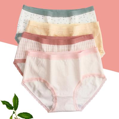 China Floral Design Breathable Cheap Price Comfortable Cotton Girls Natural Panties In Women's Panties for sale