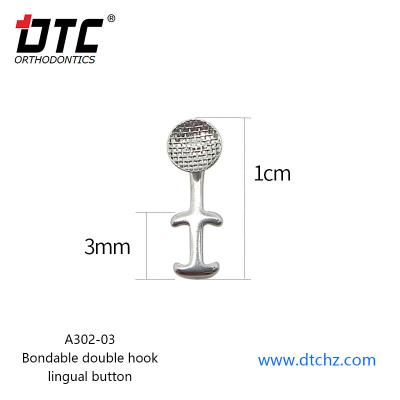 China Orthodontic Dental Stainless Steel Bondable Double Hook Lingual Button CE Certified for sale