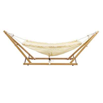 China Outdoor Furniture 90 x 40cm Canvas Swing Baby Portable Baby Cradle Wooden Hammock with Stand for sale