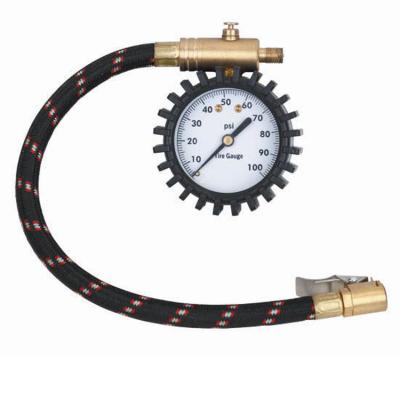 China All Car Cut Flex Hose Rubber Guard Multiple Dial Tire Pressure Gauge Auto Tire Deflator Pressure Gauge for sale