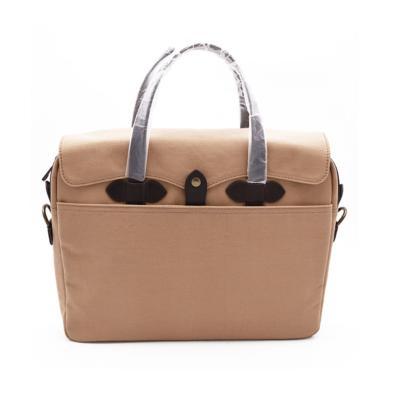 China Custom High Quality Men's Canvas Leather Briefcases Laptop Shoulder Business Bag for sale